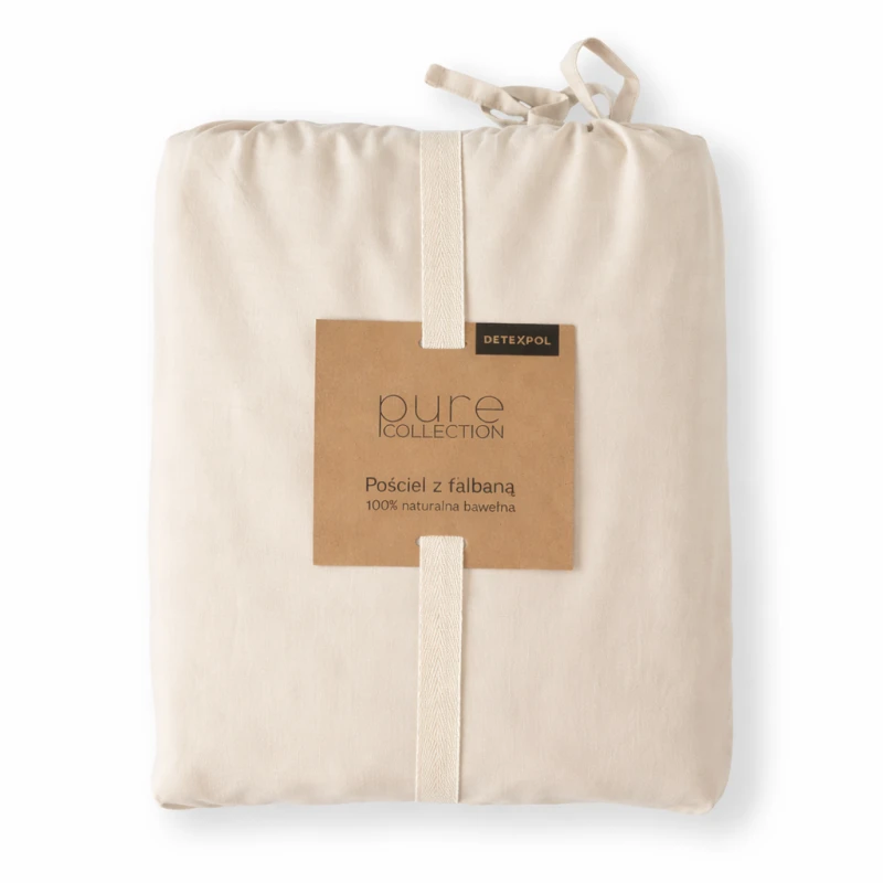 Pościel Bawełniana Pure z Falbaną 160x200 Krem