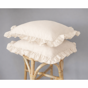 Komplet Poszewek Bawełna Pure z Falbaną 40x40 Krem 2szt.