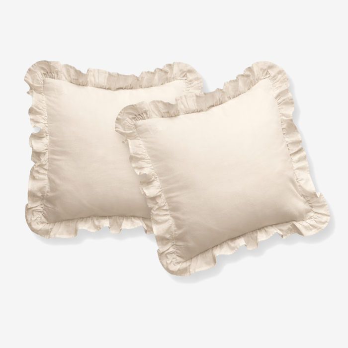 Komplet Poszewek Bawełna Pure z Falbaną 40x40 Krem 2szt.