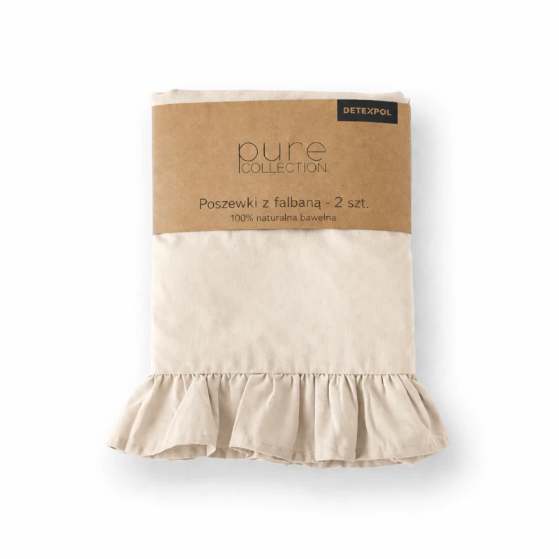 Komplet Poszewek Bawełna Pure z Falbaną 40x40 Krem 2szt.