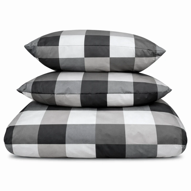 Pościel Bawełniana 160x200 Szachownica Taupe T2002