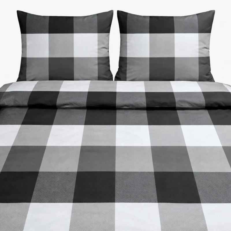 Pościel Bawełniana 160x200 Szachownica Taupe T2002