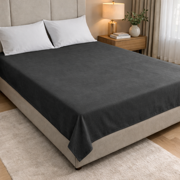 Prześcieradło Bawełniane Bez Gumki 160x220 Czarne