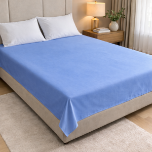 Prześcieradło Bawełniane Bez Gumki 160x220 Niebieskie