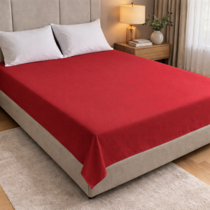 Prześcieradło Bawełniane Bez Gumki 160x220 Czerwone