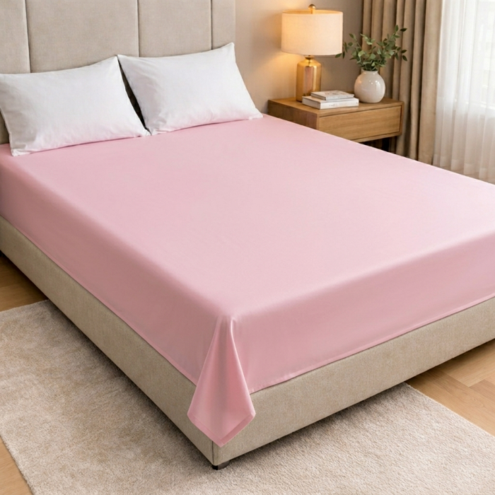 Prześcieradło Bawełniane Bez Gumki 200x220 Jasny Róż