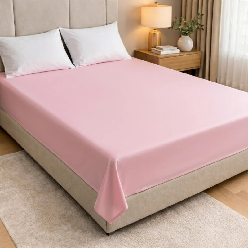 Prześcieradło Bawełniane Bez Gumki 200x220 Jasny Róż