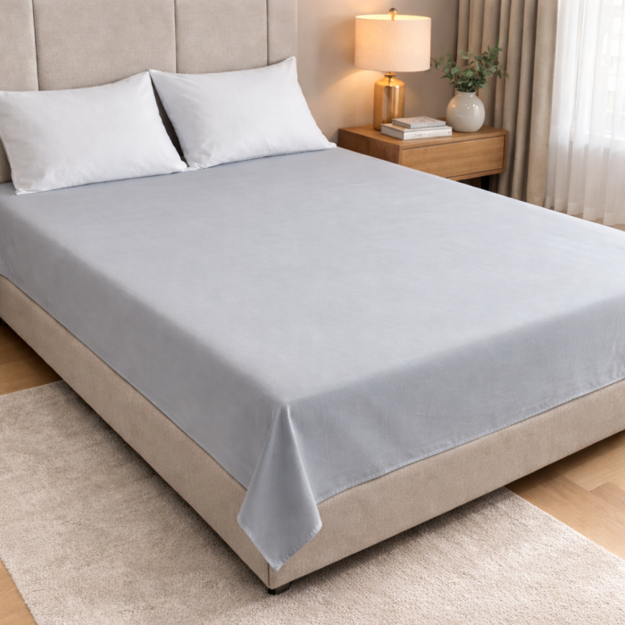 Prześcieradło Bawełniane Bez Gumki 160x220 Jasnoszare