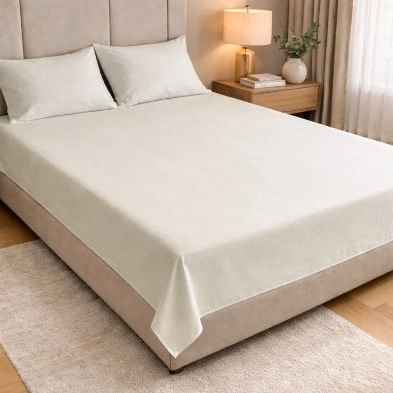 Prześcieradło Bawełniane Bez Gumki 180x220 Ecru