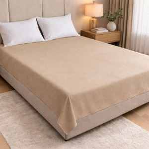 Prześcieradło Bawełniane Bez Gumki 160x220 Jasnobeżowe