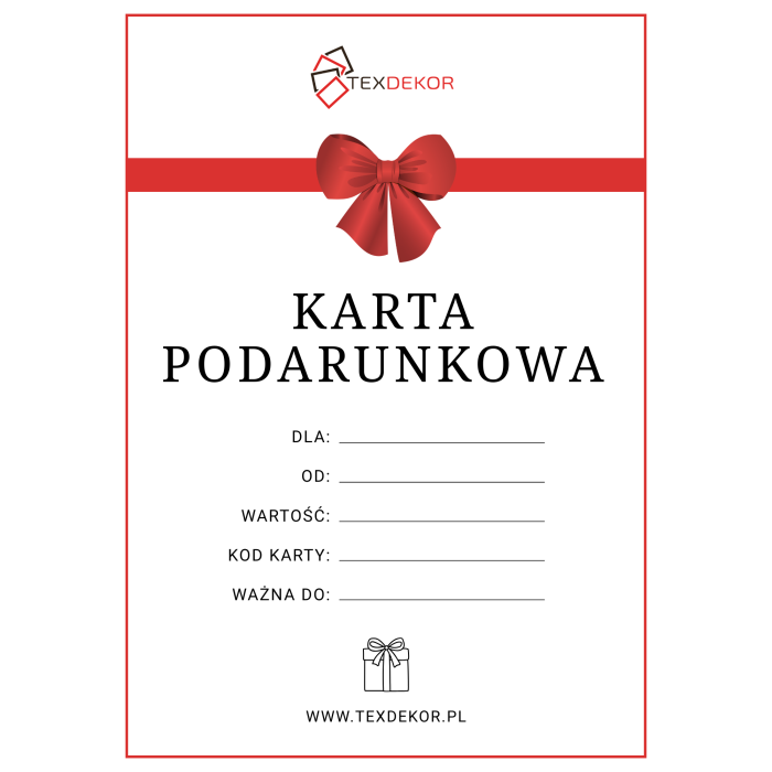Karta Podarunkowa Bon Voucher Texdekor 100 zł