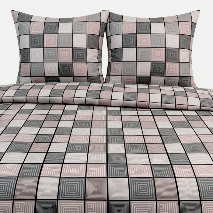 Pościel Bawełniana z Kory 160x200 Kwadraty 3D 22287-5
