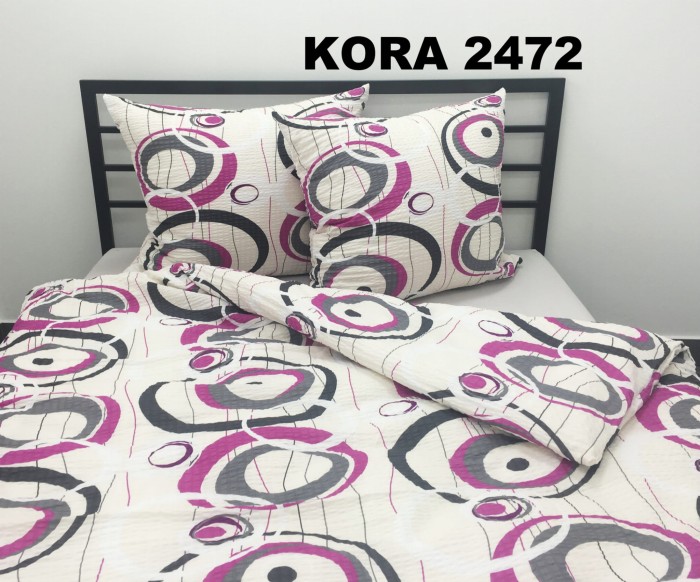 Pościel Bawełniana z Kory 140x200 Różowe Koła 2472