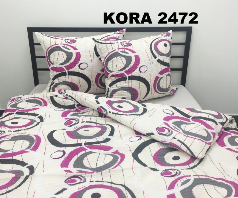 Pościel Bawełniana z Kory 140x200 Różowe Koła 2472