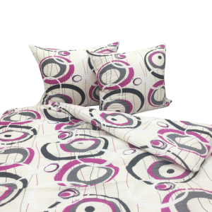 Pościel Bawełniana z Kory 140x200 Różowe Koła 2472