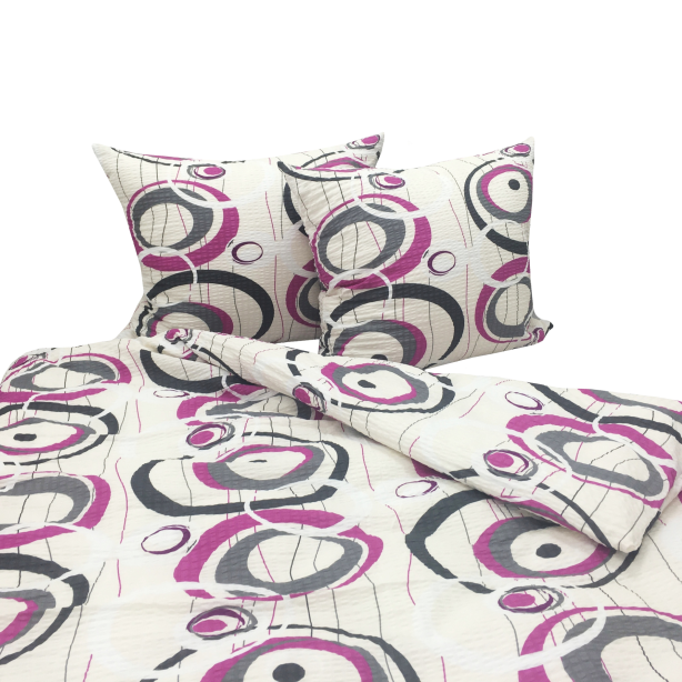 Pościel Bawełniana z Kory 140x200 Różowe Koła 2472