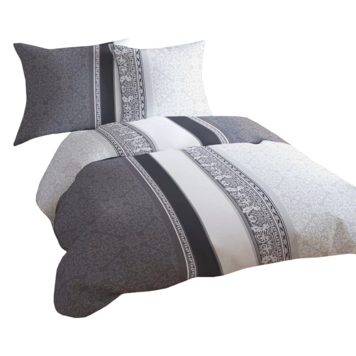 Pościel Satyna Bawełniana 160x200 Biało-Grafitowa 12311B